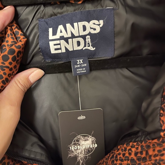 Lands' End Brown Leopard Print Puffer Vest - Picture 6 of 6